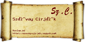 Szávay Cirjék névjegykártya
